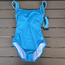 TYR Women's Durafast Aquamarine Blue Square Neck One Piece Swimsuit Sz 8 New