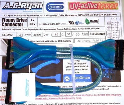 AC Ryan Floppy Round kabel Diskette Drive Cable IDE IDC RoundCables 34p 2dev 24''