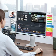 Monitor Memo Boards for Computer, Whole Transparent 2 Pack (Left & Right) Mul...