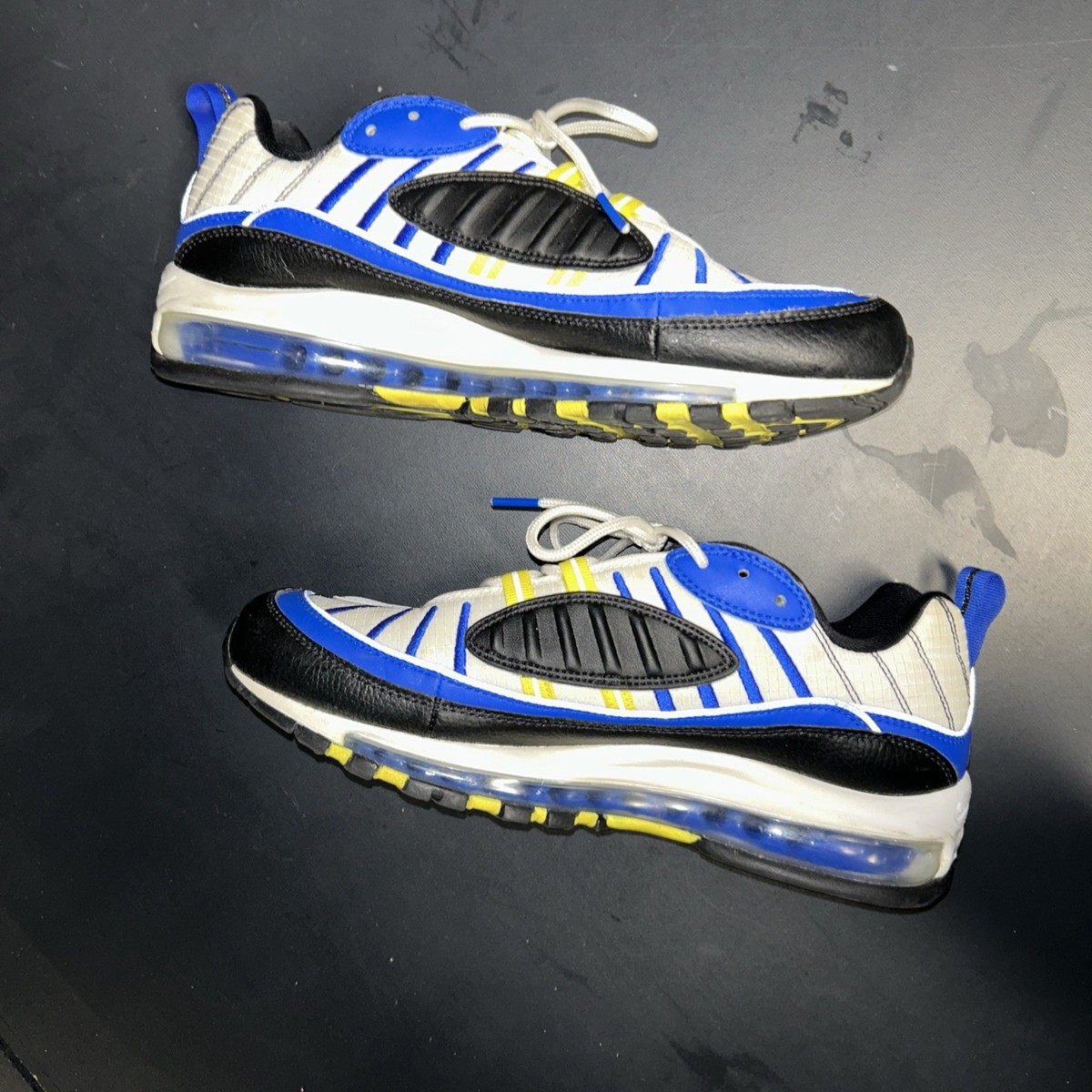 NIKE AIR MAX 98 Blue Black White Yellow Sneakers size 10 | eBay