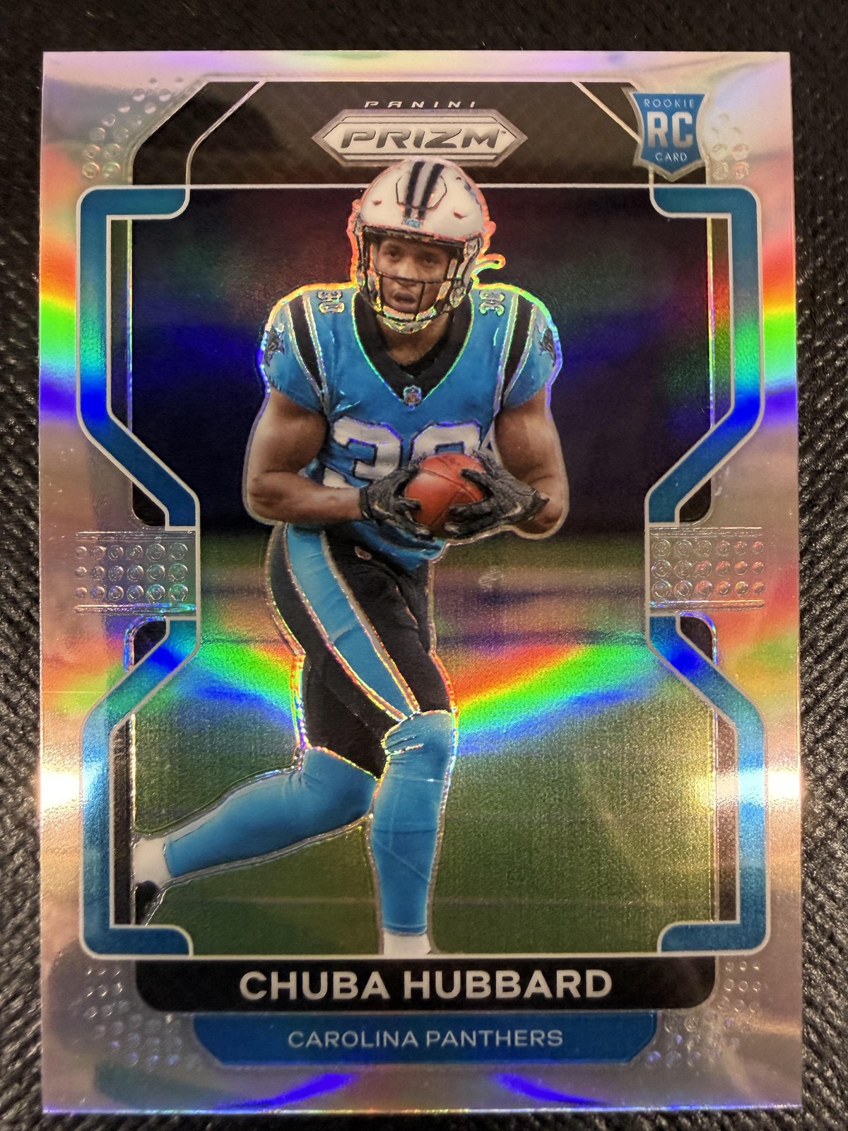 2021 Panini Prizm #V-355 Chuba Hubbard Rookie Variations Prizm Silver