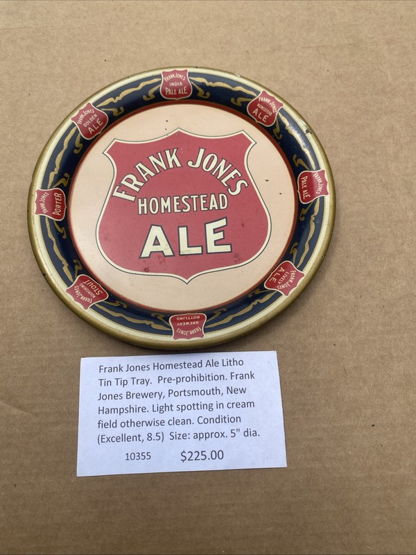 Pre-Prohibition Frank Jones Homestead Ale Portsmouth New Hampshire Beer Tip Tray