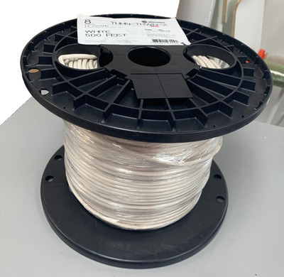 New 500  8 AWG THHN THWN White RoHS Stranded 600V Copper Wire Spool