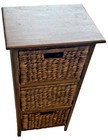 3‑Drawer Wicker Basket Storage Tower Wood Frame Seagrass Bins Bathroom Bedroom — photo 10