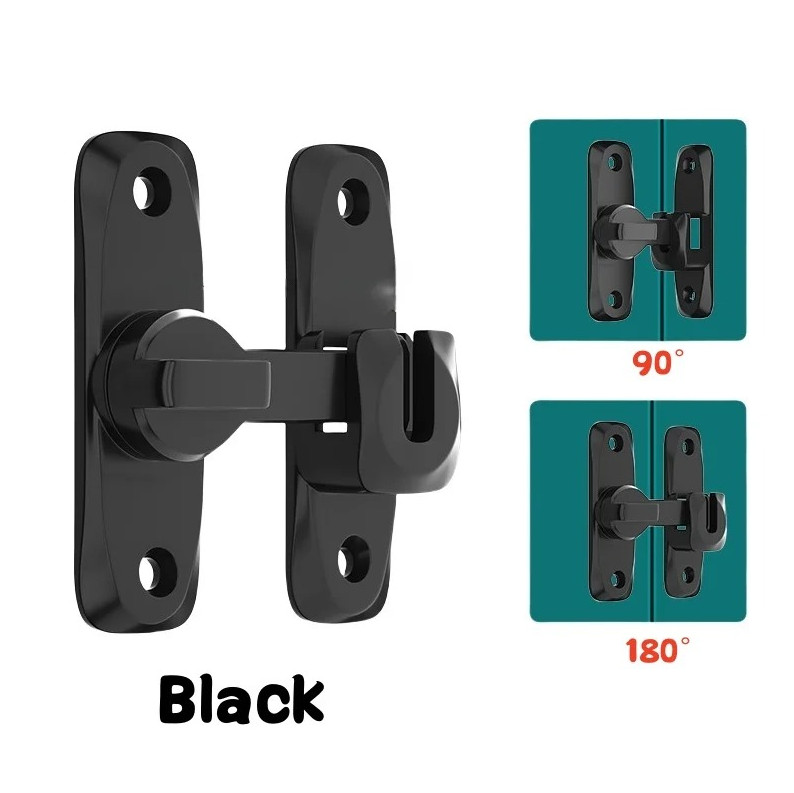 90°/180° Flip Zinc Alloy Door Lock Anti-Theft Latch for Sliding & Gate Doors