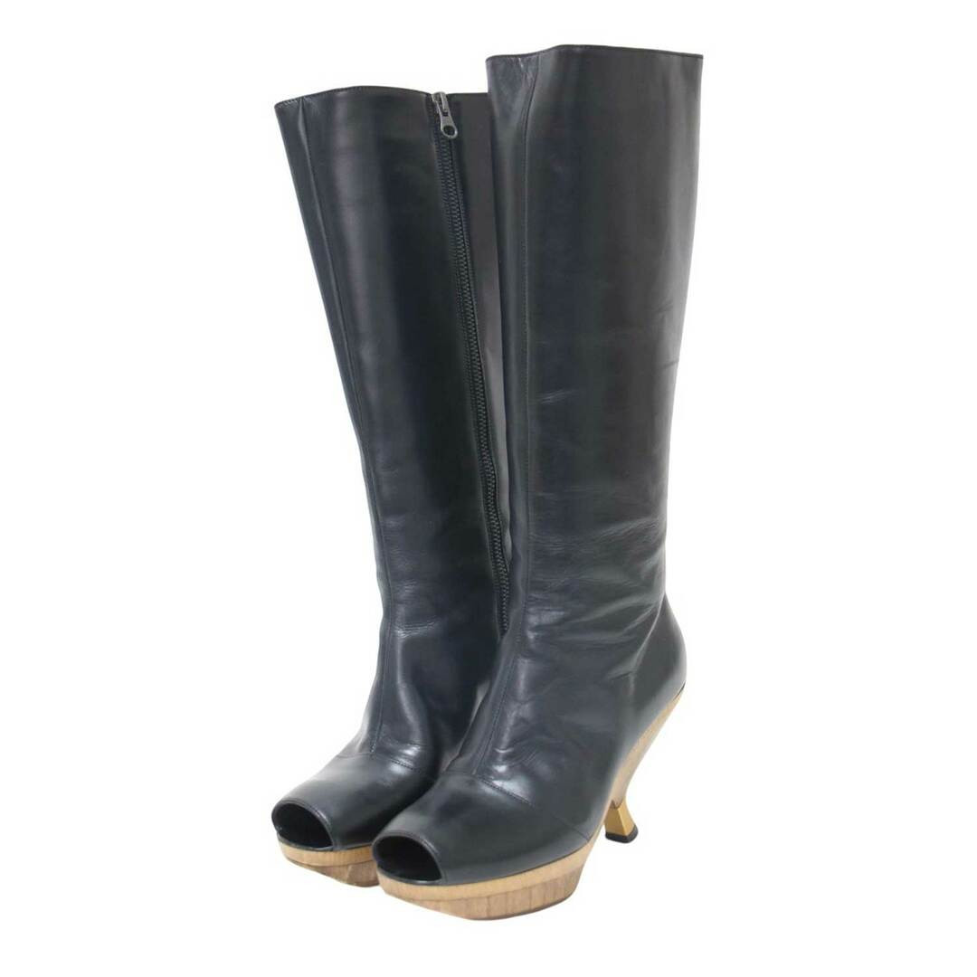 MARNI Boots Black Size: 36 (23.0m) Wood Heel Open Toe Long MARNI Boots Black Size: 36 (23.0m) Wood Heel Open Toe Long