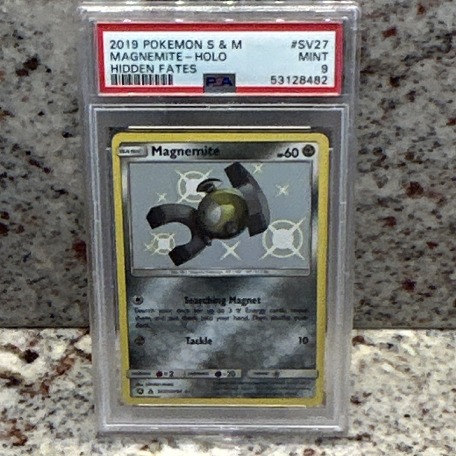 2019 Pokémon TCG Hidden Fates Shiny Vault Magnemite Shiny Holo Rare SV27 PSA 9
