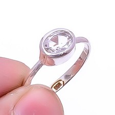 White Topaz Gemstone 925 Sterling Silver Solitaire Ring s.8 A387
