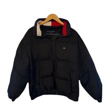 Tommy Hilfiger Black Puffer Jacket Down Feather Y2K vintage sz medium