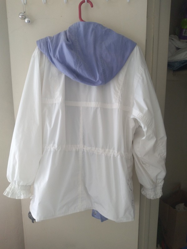 Women's London Fog White And Blue Hooded Nautical Jacket  Size Xl