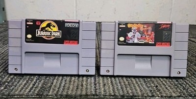 (2) Super Nintendo (SNES) Game Cartridge - Jurassic Park & Clay Fighter