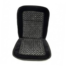 Natural Wood Beaded Car Seat Cover with Plush Velvet Trim   Massaging Cooling
