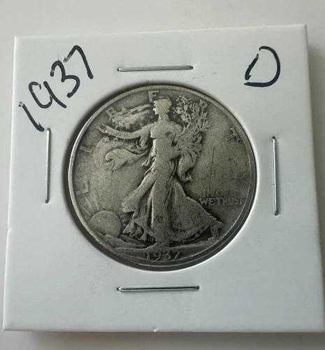 1937D WALKING LIBERTY HALF DOLLAR 90% SILVER COIN