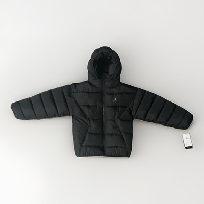 Jordan Boys Medium Black Hooded Water Resistant Full Zip Puffer Jacket 