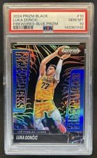 2024-25 Panini Prizm Black Luka Doncic Fireworks Blue Prizm #/199 Lakers PSA 10