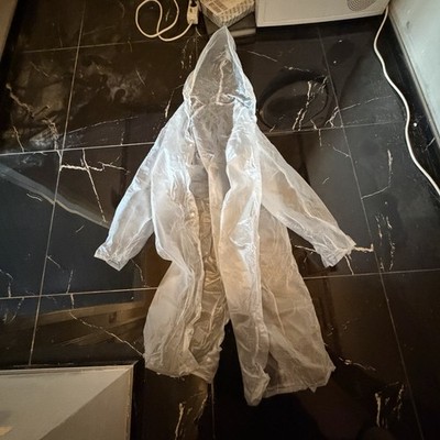 Transparenter Regenmantel L mit Kapuze Raincoat 