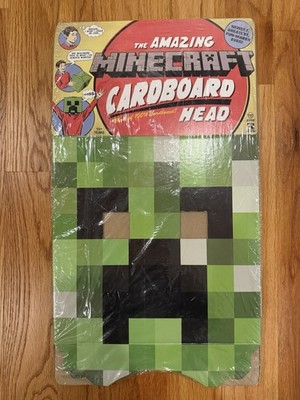 New Sealed Minecraft Cardboard Head Halloween Costume Cosplay  - Green Creeper