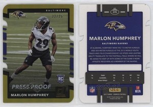 2017 Donruss Rookies Press Proof Gold Die-Cut /25 Marlon Humphrey #378 Rookie RC