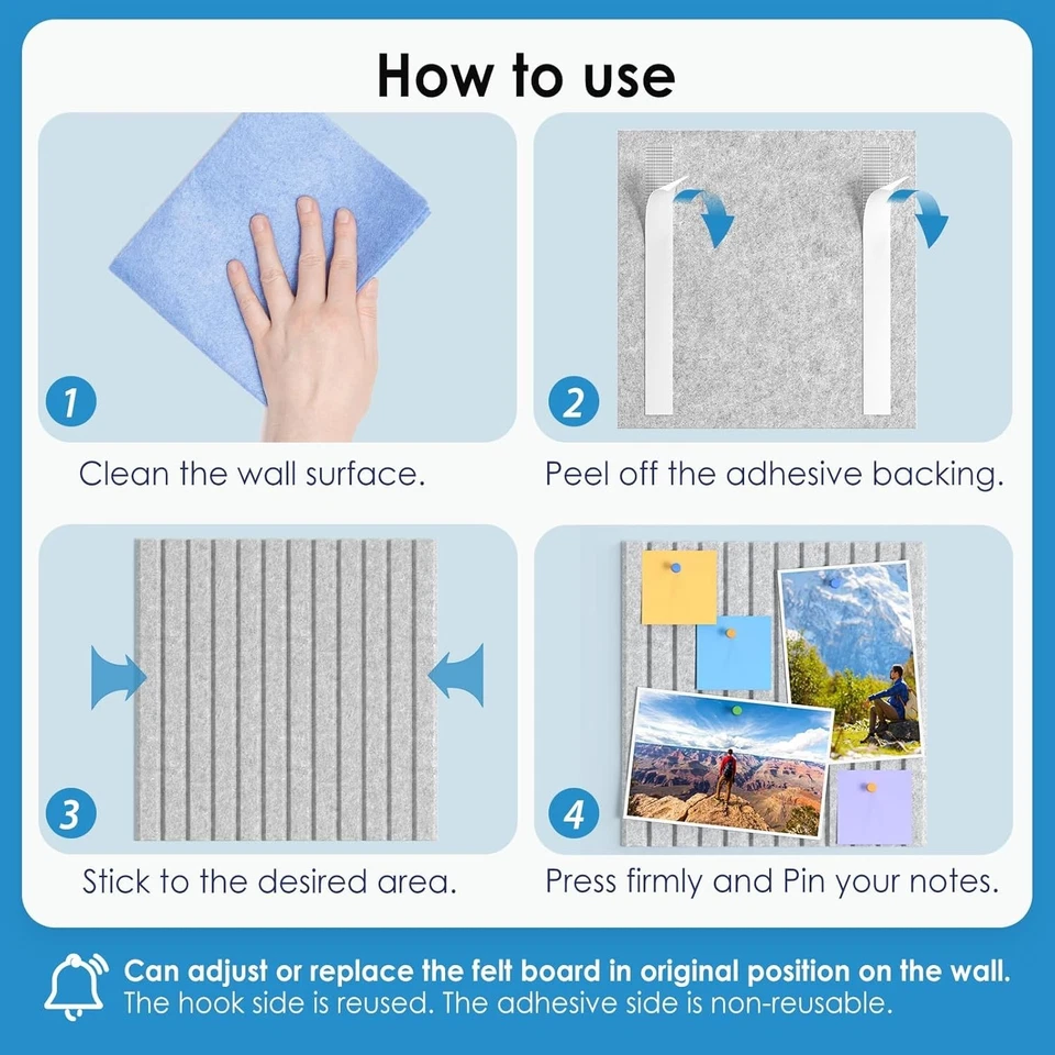 大号软木公告板 36x24 针板 6 包毛毡墙板带图钉 — 第 2/4 张图片