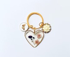 Floral Heart Keychain with Decorative Charms