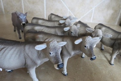 Safari Ltd LOT of Brown Swiss Cow Bull LOT 9 milk dairy cattle toys collectibles