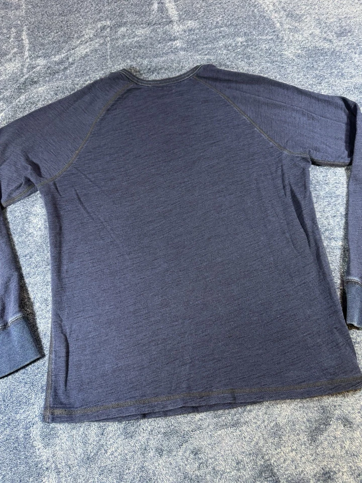 WALLACE & BARNES Shirt Men's Thermal Henley Marled Navy Blue E6848 Indigo - Image 4 of 4