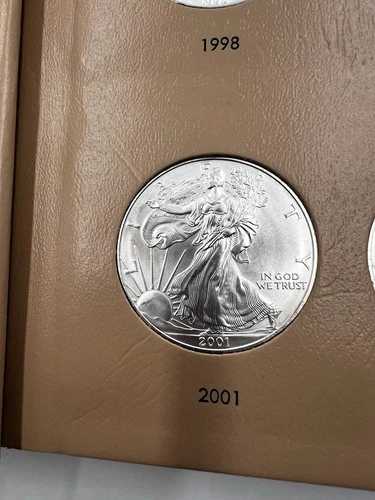 2001 $1 American Silver Eagle 1 Troy Oz Bullion US MINT IN PLASTIC CAPSULE