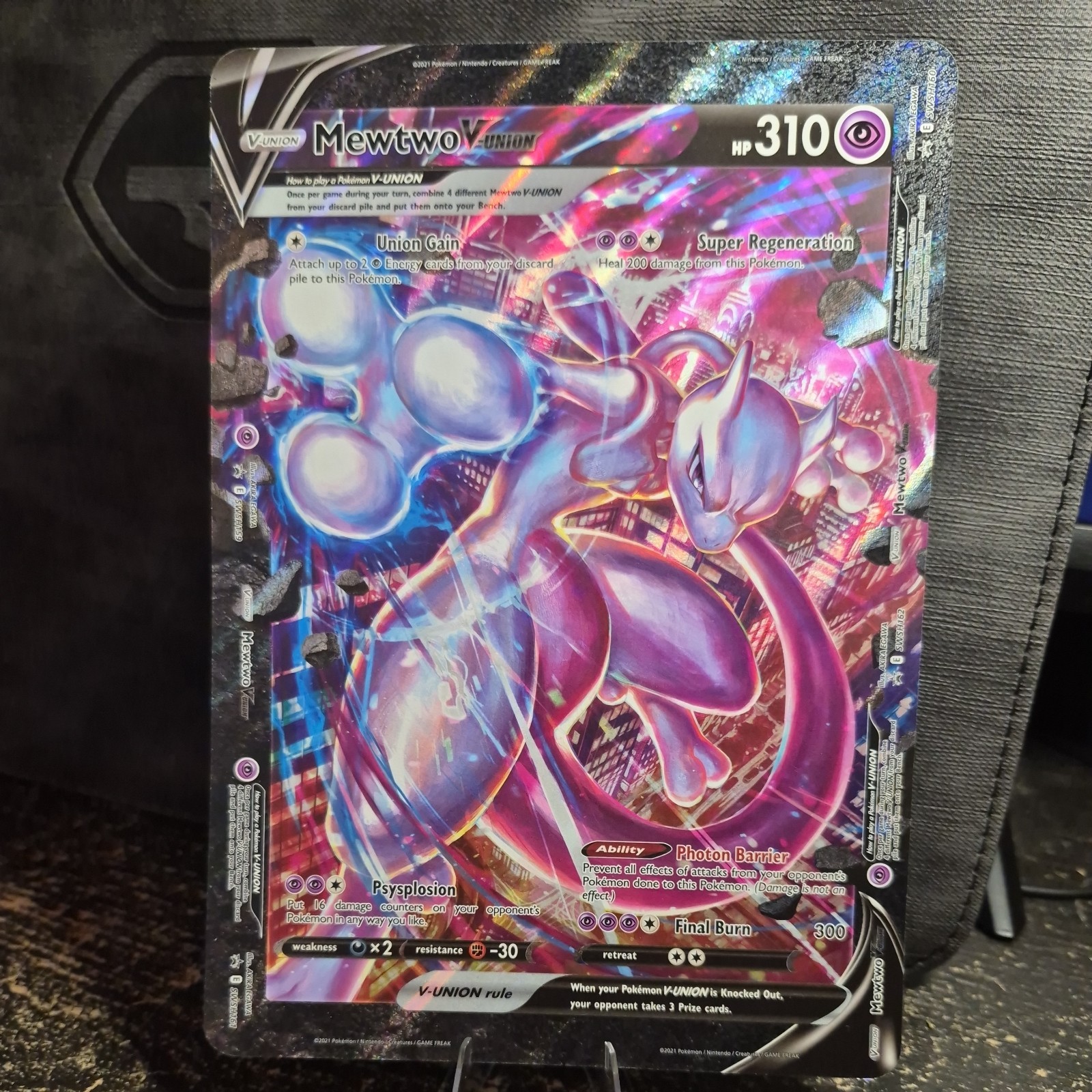Mewtwo V-UNION SWSH161 Pokémon TCG Black Star Promo JUMBO Card NM in Top Loader