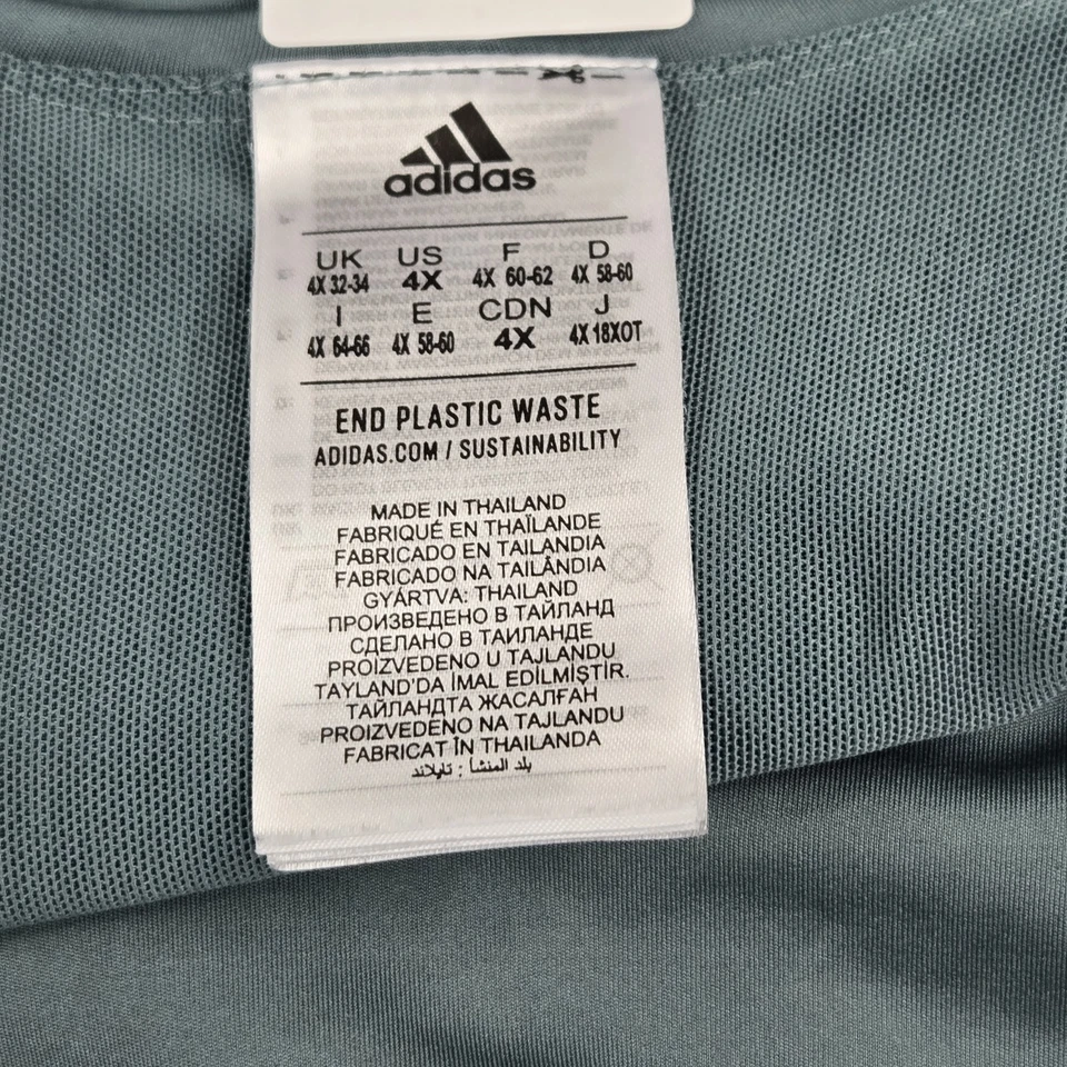 阿迪达斯女式背心 4X 蓝色运动服圆领套衫方格裁剪 — 第 3/4 张图片