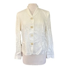 Lauren Ralph Lauren Linen Shawl Collar Ivory Jacket Size 12 Fits Like Medium