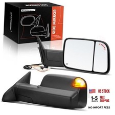 Pair Towing Mirrors - Compatible with Dodge Ram Models, 1500 2500 3500,