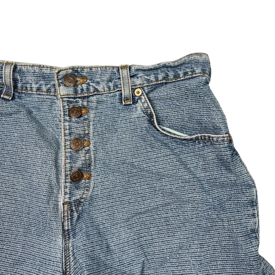 Levi’s 复古 90 年代 950 宽鬆版型高腰牛仔短裤条纹美国 10 Reg — 第 3/4 张图片