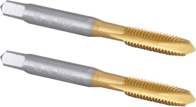 Burkit 2Pcs M6 Spiral Point Tap, HSS Titanium Coating M6 X 1 Spiral Point Plug T