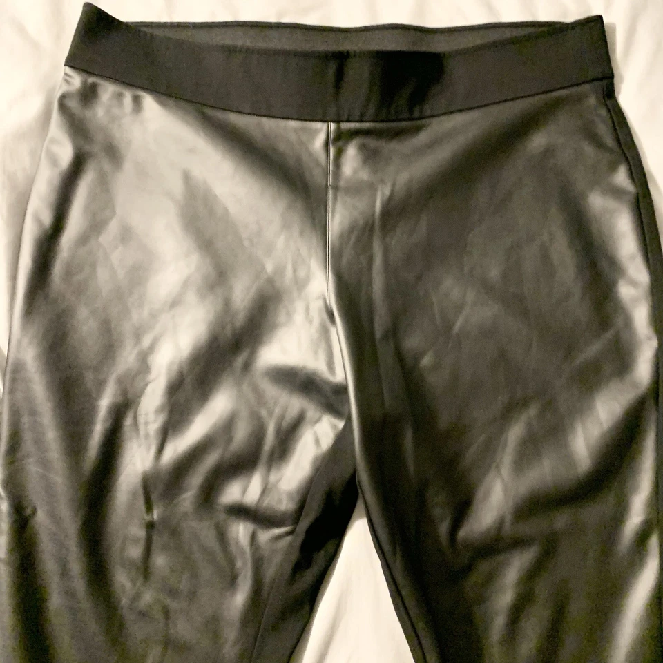 Leggings Ava & Viv 2X (42x27) Negros Imitación Cuero Frontal Suave Ponte Trasero Elastizados Foto 2 de 4