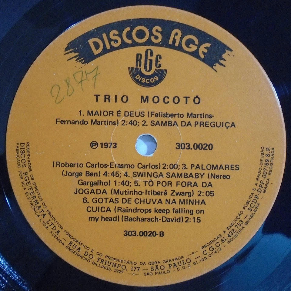 TRIO MOCOTO SAME BRAZIL 1973 FIRST PRESS LP SAMBA SOUL FUNK BREAKS RGE 303020 - Image 4 of 4