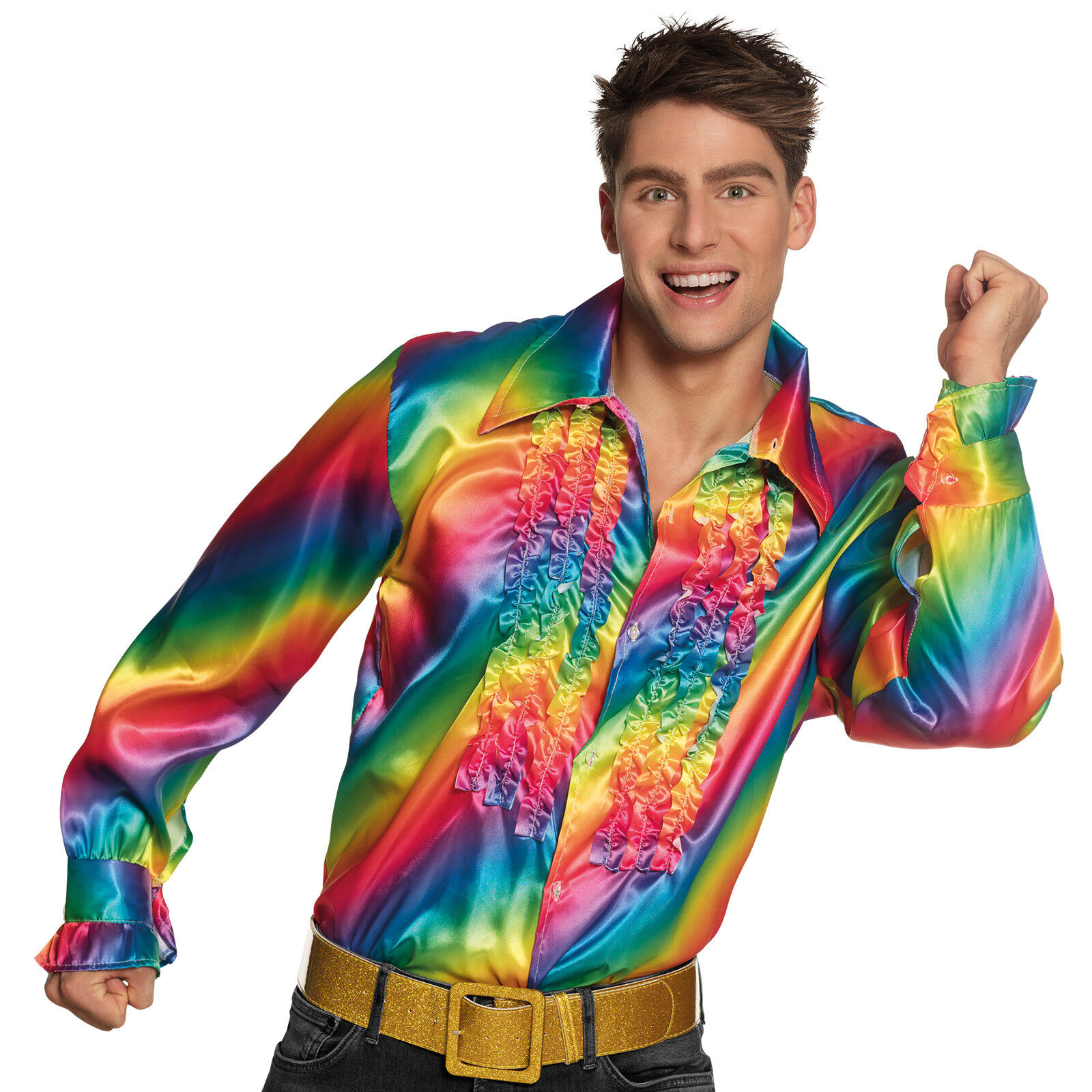 Mens Rainbow Shirt 70s 80s Disco Costume Fancy Dress 1970s 1980s Pride  Party | eBay