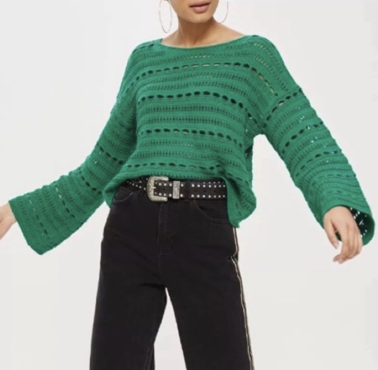 cropped bell sleeve sweater