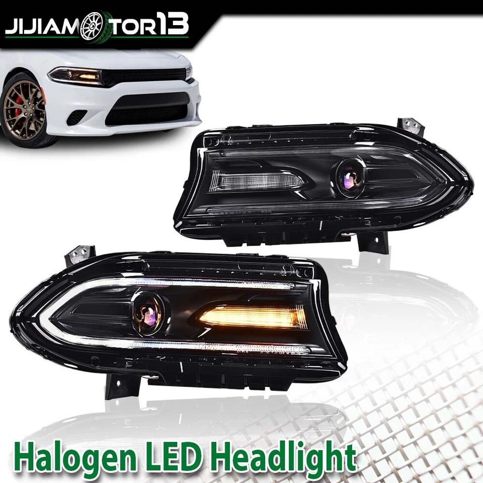 FIT FOR DODGE CHARGER 2015-2021 2022 HALOGEN HEADLIGHT LAMPS RIGHT + LEFT SIDE - Image 2 of 4