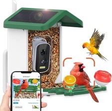 Smart AI Bird Feeder Solar-Powered Camera Auto Identifier Live View Weatherproof