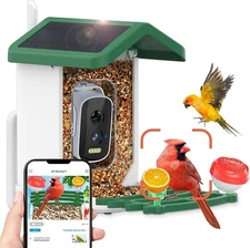 Smart AI Bird Feeder w/ Solar-Powered Camera Auto Identifier Live View Weatherpr