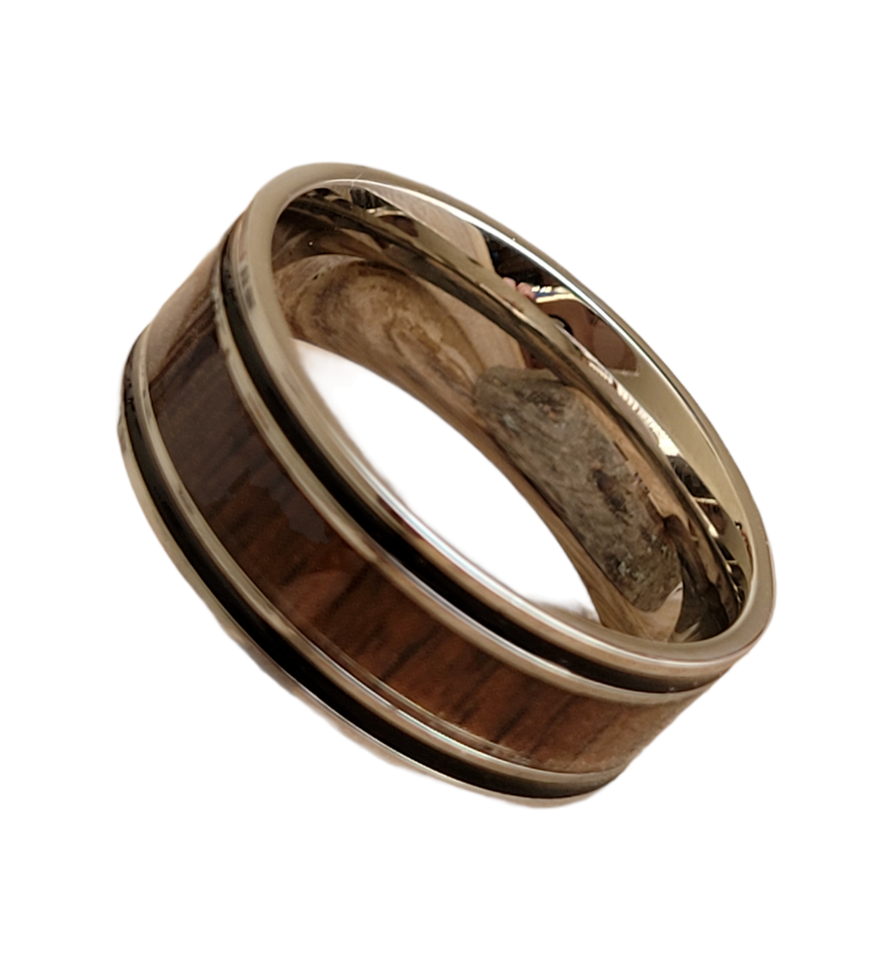 Wide Stainless Steel Scroll Cut Band Ring Size 9