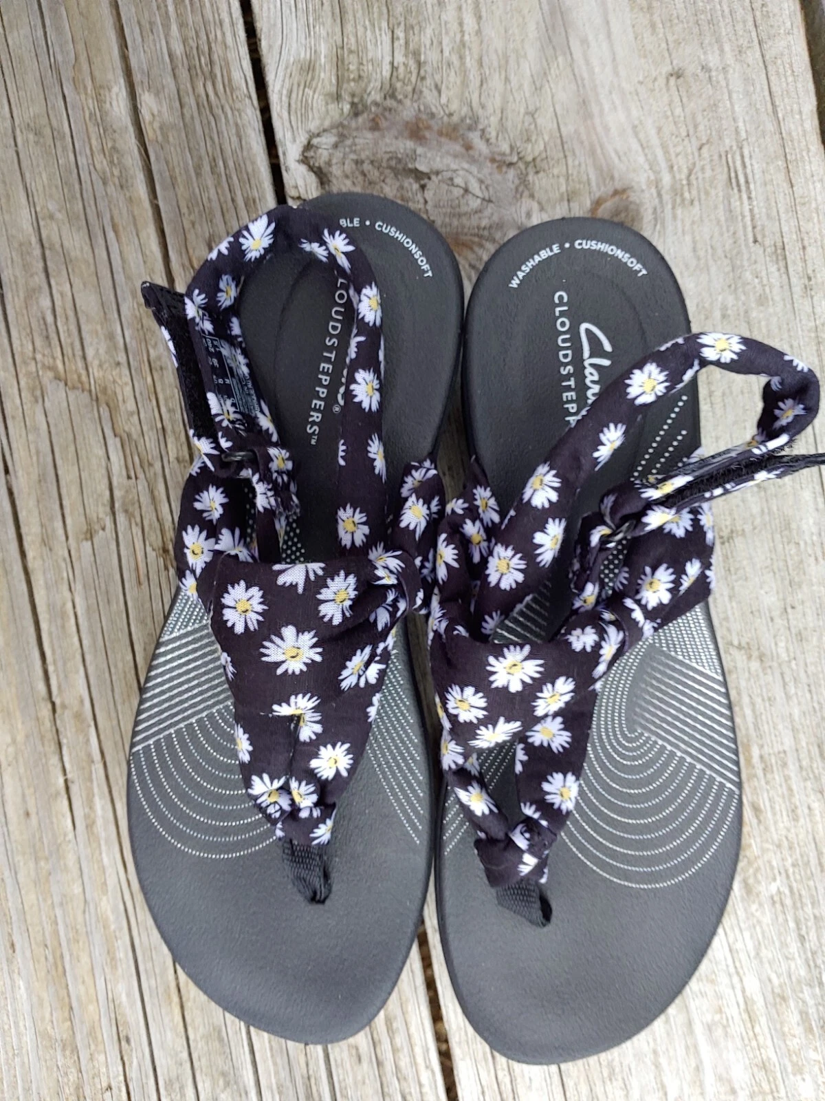 Sandali neri floreali Clarks CloudSteppers da donna taglia 8m nuovi foto!