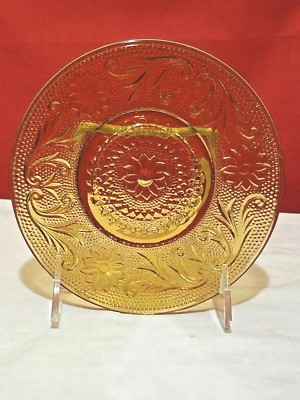 Tiara Indiana Glass Amber Sandwich Pattern Saucer 6'' Dia.