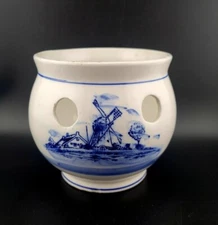 Vtg Delft Blauw Hand Painted Made in Holland 4-1/2" Votive Holder Vase 