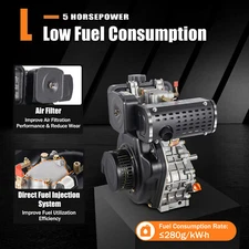 247CC 4-Stroke Single Cylinder Diesel Engine Fit Small Agricultural Machinery US