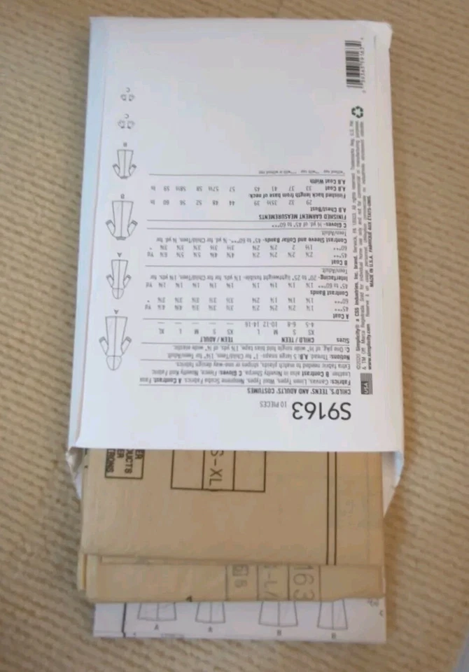 Simplicity Pattern S9163 Alien Costume Robe Unisex Adult Childrens XS - XL UNCUT - Image 4 of 4