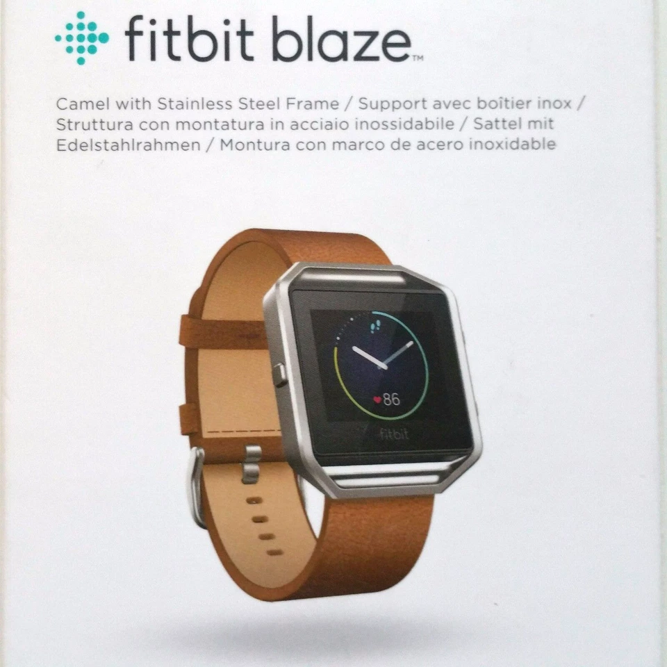Pulsera y marco de cuero de repuesto Fitbit Blaze REAL grande marrón camel OEM Foto 3 de 4