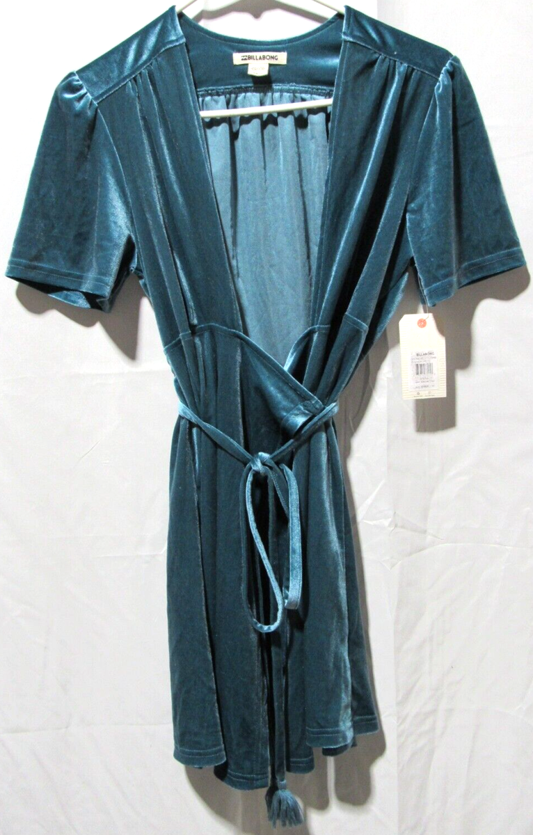billabong blue dress Velvet Tied Wrap Mini Size Small NWT V Neck Navy Blue DROP_SATIN26 ideal for warm days Size:XS 0-2