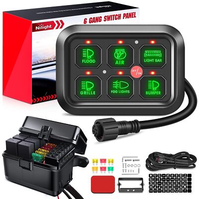 Nilight 6 Gang Switch Panel Universal Circuit Control Relay System
