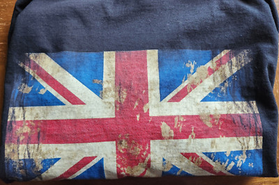 UNBRANDED HOME DESIGNED BRITISH FLAG BLACK SIZE 2XL COTTON TEE SHIRT